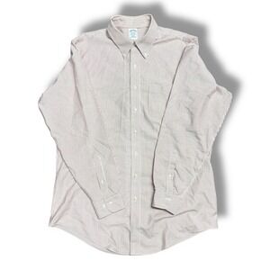 Brooks Brothers Mens Red Button Down Shirt 17 1/2-6/7‎ Slim Fit Striped